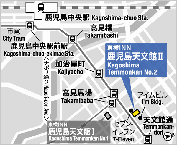 地図：東横ＩＮＮ鹿児島天文館２