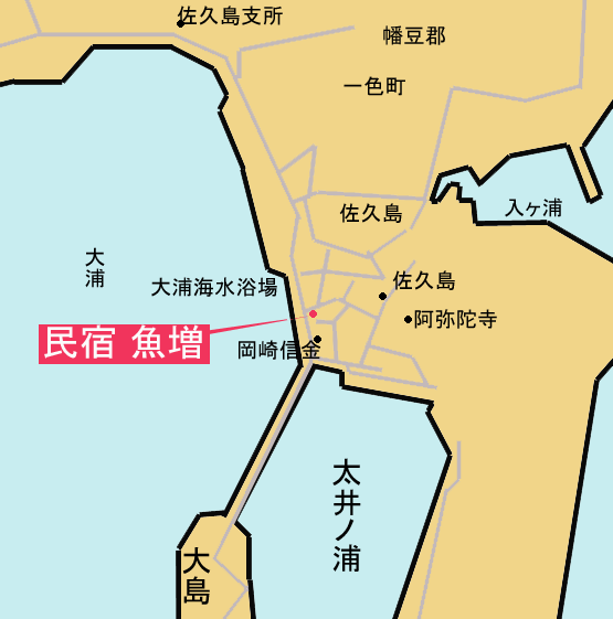 民宿　魚増　＜佐久島＞への概略アクセスマップ