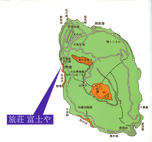 旅荘　富士や　＜大島＞への概略アクセスマップ