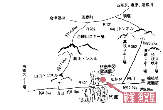 旅館　須賀屋への案内図