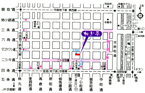 京乃宿　加ぎ平への概略アクセスマップ