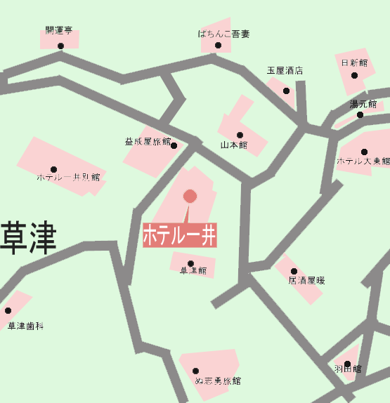 草津温泉　ホテル一井への概略アクセスマップ