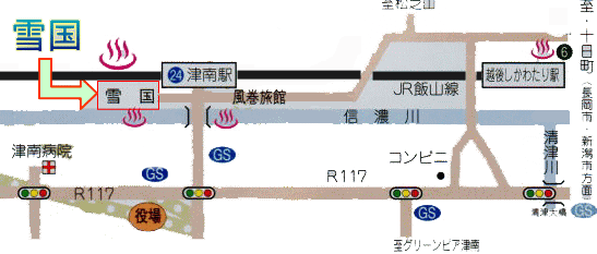 地図：津南駅前温泉　花とほたる　湯のさと　雪国