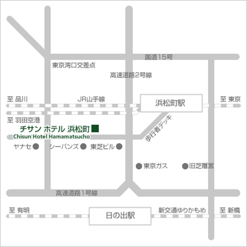 チサンホテル浜松町への概略アクセスマップ