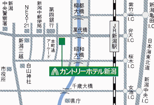 カントリーホテル新潟への概略アクセスマップ