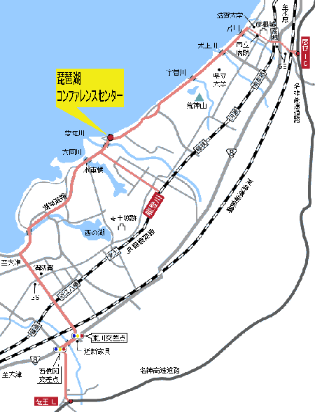 琵琶湖コンファレンスセンターへの概略アクセスマップ