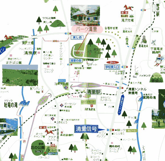 八ヶ岳南麓　バーク清里への概略アクセスマップ