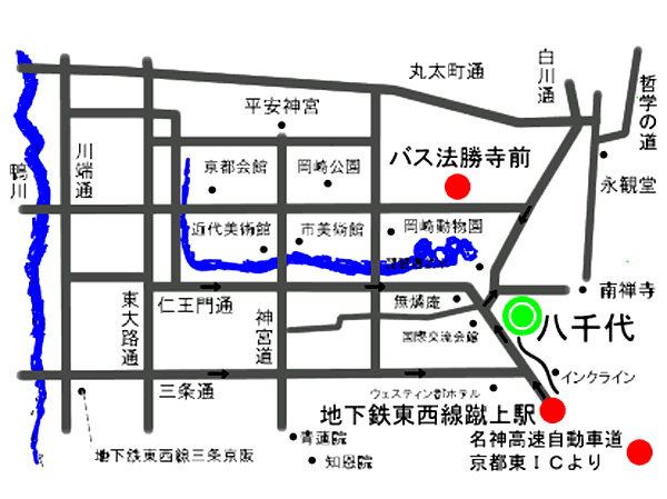 南禅寺　八千代への概略アクセスマップ