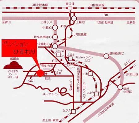 飯綱東高原 ペンションひまわりの地図画像