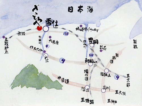 香住温泉　旅籠　さどやへの概略アクセスマップ
