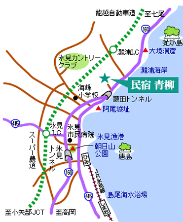 氷見の民宿　青柳 地図