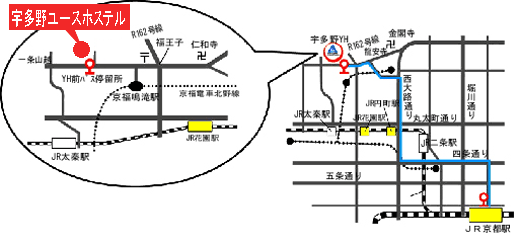 宇多野ユースホステルの地図画像