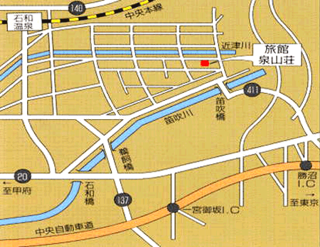 旅館　泉山荘への概略アクセスマップ
