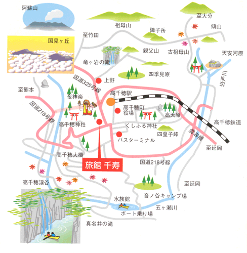 旅館　千寿への概略アクセスマップ