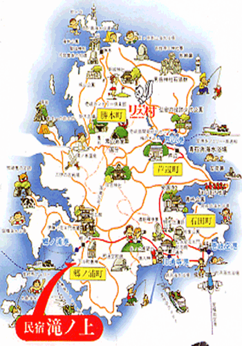 民宿　滝の上　＜壱岐島＞への概略アクセスマップ