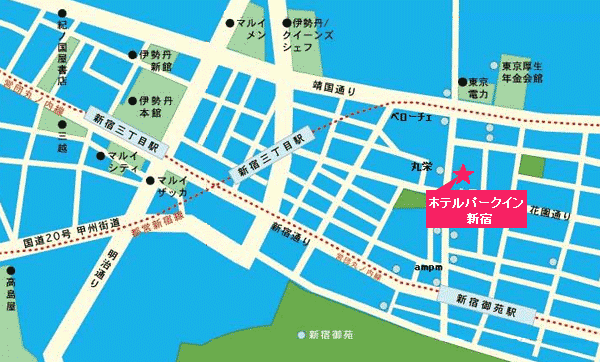 地図：新宿ホテル　パークイン