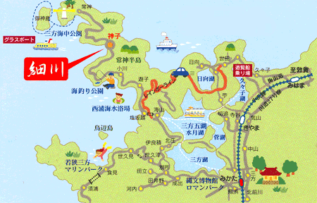 民宿　細川への概略アクセスマップ