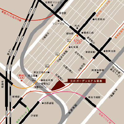 三井ガーデンホテル銀座プレミアへの概略アクセスマップ