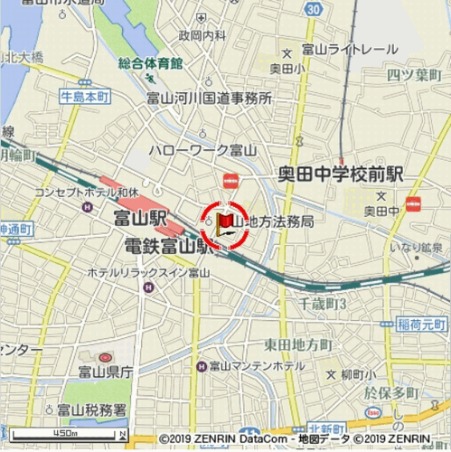 アパホテル〈富山駅前〉への概略アクセスマップ