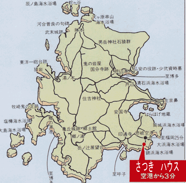 さつきハウス　＜壱岐島＞への概略アクセスマップ