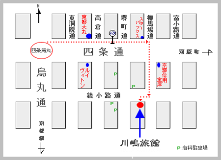川嶋旅館への概略アクセスマップ