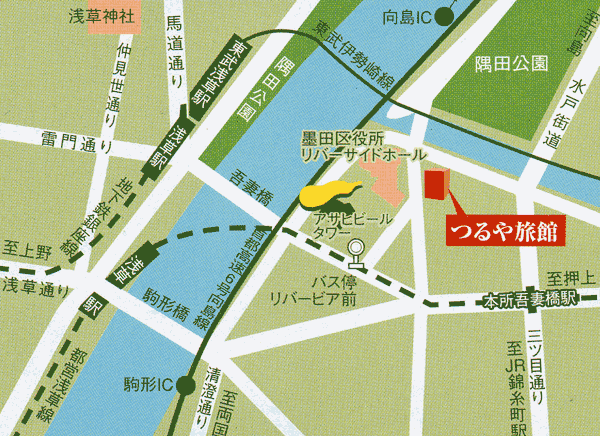つるや旅館＜東京都＞への概略アクセスマップ