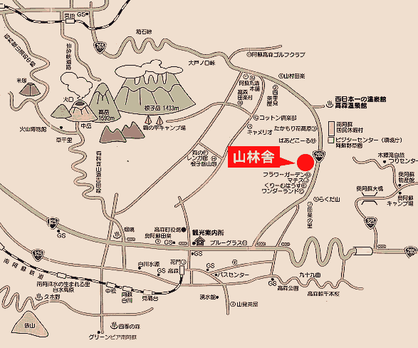 ＰＥＮＳＩＯＮ　山林舎＜熊本県＞への概略アクセスマップ