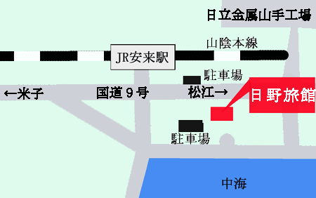 日野旅館への概略アクセスマップ