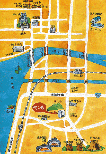 Ｔａｂｉｓｔ　ホテルやくも　松江への概略アクセスマップ