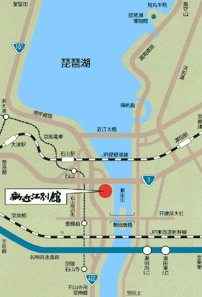 新近江別館への概略アクセスマップ