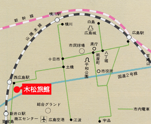 木松旅館への概略アクセスマップ