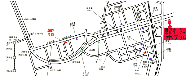 城崎温泉　泉都オータニホテルへの概略アクセスマップ