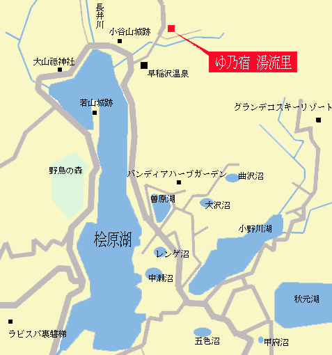 裏磐梯温泉　ゆ乃宿　湯流里への概略アクセスマップ