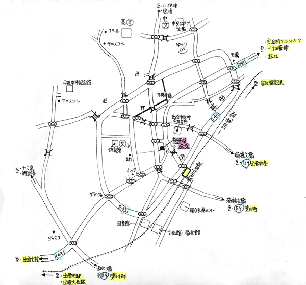 持田屋旅館への概略アクセスマップ