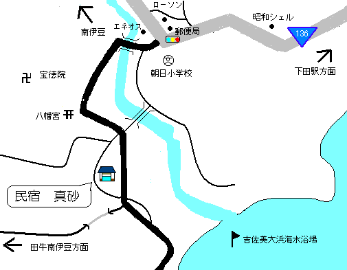 民宿　真砂＜静岡県＞への概略アクセスマップ