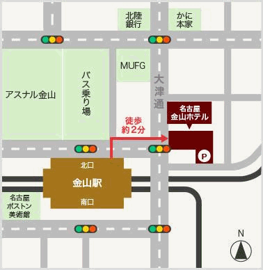 名古屋金山ホテルへの概略アクセスマップ