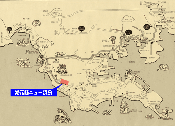湯元館　ニュー浜島　別館花の館　椿への概略アクセスマップ