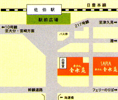 ホテル　金水苑への概略アクセスマップ