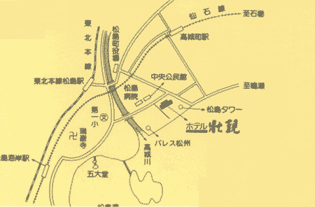 大江戸温泉物語　松島温泉　ホテル壮観への概略アクセスマップ