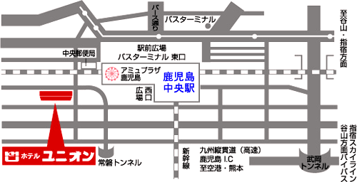 地図：ホテル　ユニオン
