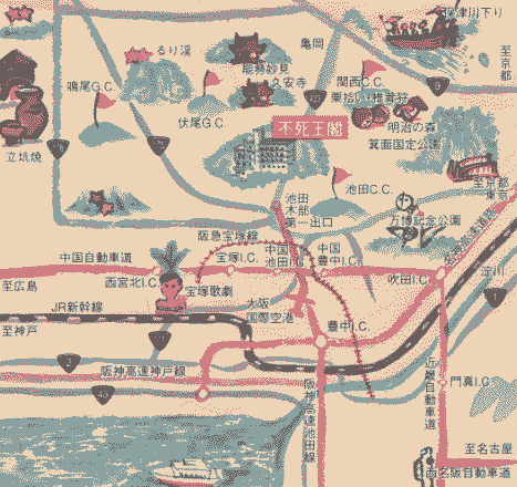 伏尾温泉　不死王閣への概略アクセスマップ