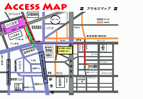地図：ホテル関西