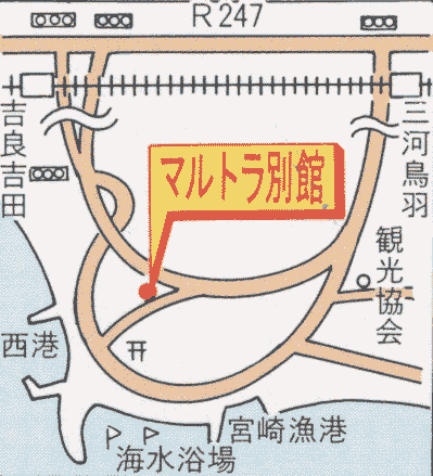 Ｔａｂｉｓｔ　マルトラ別館　西尾　吉良への概略アクセスマップ