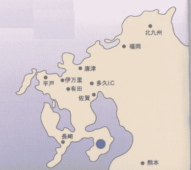 雲仙温泉　九州ホテルへの概略アクセスマップ