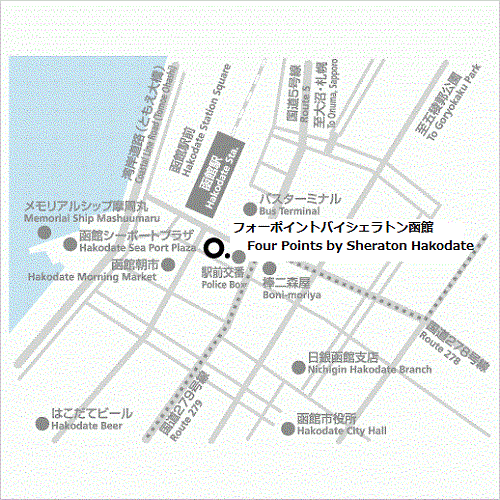 プレミアホテル－ＣＡＢＩＮ　ＰＲＥＳＩＤＥＮＴ－函館への概略アクセスマップ