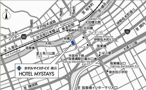 ホテルマイステイズ横浜への概略アクセスマップ
