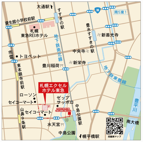 札幌エクセルホテル東急への概略アクセスマップ