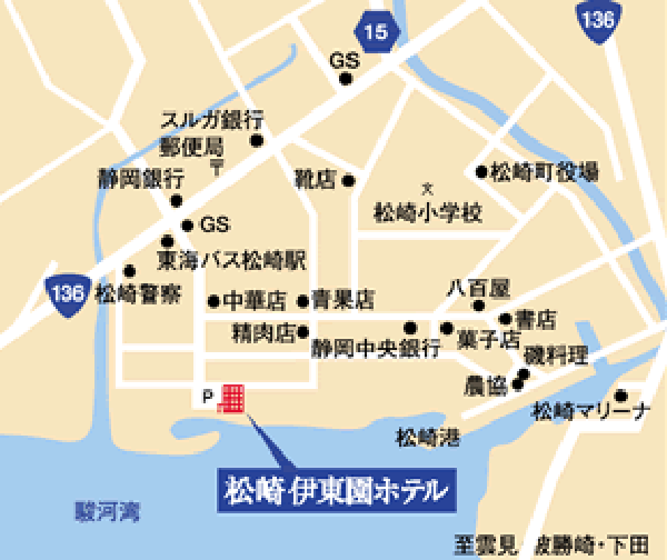 松崎伊東園ホテルへの概略アクセスマップ