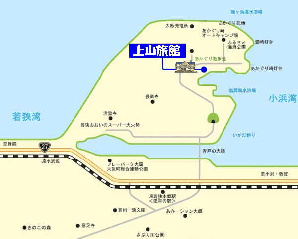 上山旅館への概略アクセスマップ