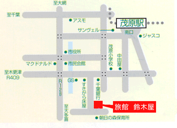 旅館　鈴木屋への概略アクセスマップ